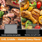 R.W.FLAME 3-Burner Tabletop Propane Gas Grill Stainless Steel Portable Outdoor Griddle,24,000 BTU Compact Flat Top Camping BBQ Grill,347 Sq. In. Cooking Area