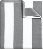 Bornbay Large Beach Towel Oversized - 40"X70" Big Mens Beach Towesl, Extra Large Thick Gray Beach Towels, XL Wide Fluffy Swimming Towel Oversize, Giant Stripe Cotton Pool Towel for Adults