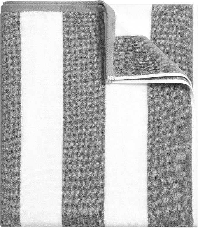Bornbay Large Beach Towel Oversized - 40"X70" Big Mens Beach Towesl, Extra Large Thick Gray Beach Towels, XL Wide Fluffy Swimming Towel Oversize, Giant Stripe Cotton Pool Towel for Adults