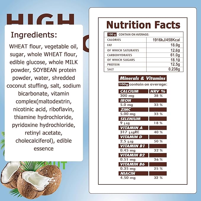 Emergency Food Bars - Coconut Flavor Hardtack, Mre Meals Military, 20 Years Shelf Life, Emergency Meals Ration Bars, Emergency Supplies for Disaster Preparedness, 12 Count