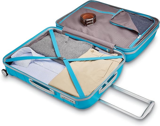 Samsonite Freeform 2-Piece Luggage Set - Carry-On & Large Checked Luggage with Dual Spinner Wheels - Durable Polypropylene Hardshell - TSA Lock, Airline-Approved - Expandable Hard Shell - Ocean Blue