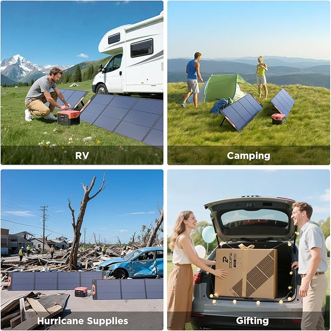 440 Watt N-Type 16BB Portable Solar Panel, RV Essentials,2PCS 220W 19.8V Foldable Solar Charger for Power Station, 25% High Efficiency IP67 Waterproof 4 Kickstands for Camping RV Hurricane