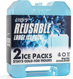 Everlasting Ice RX Large Reusable Ice Packs for Cooler with Handle (4 Pack) Long Lasting Coolness, BPA Free, Freezer Packs for Extended Cooling | Cooler Ice Packs for Camping, Fishing, Hiking, Beach