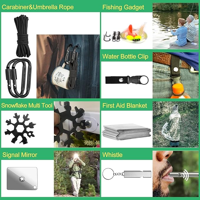 Emergency Survival Kit Gifts for Men Husband Dad, 34 in 1 Survival Gear and Equipment for Camping Hiking Outdoors Adventures, Birthday Christmas for Men Boyfriends Fathers