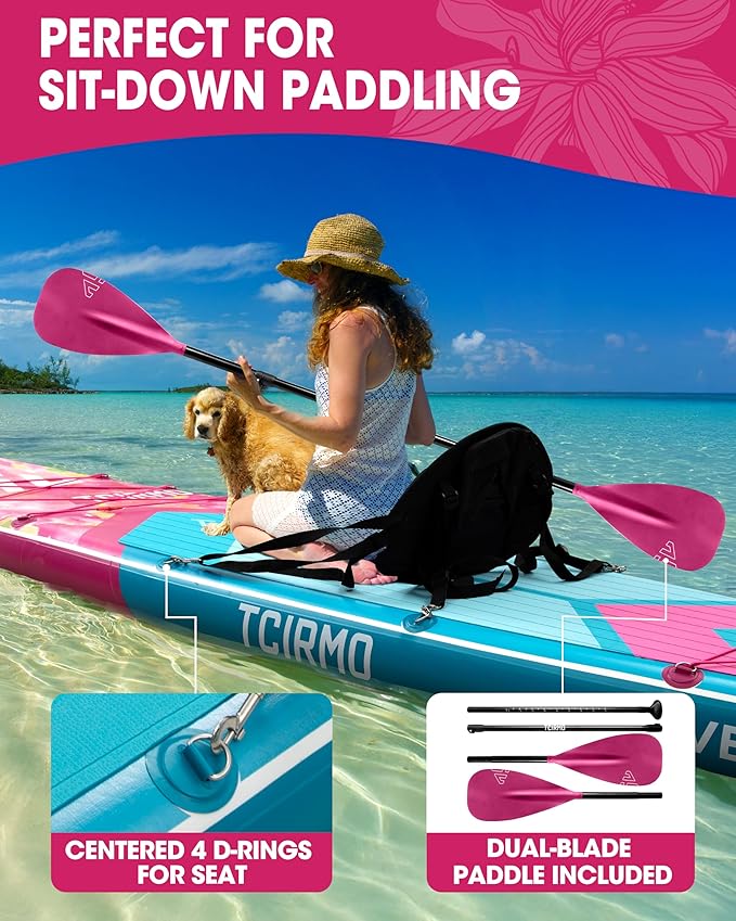 Inflatable Stand Up Paddle Board for Adults with Seam Welded Technology, 10'6''x33''x6'', Durable SUP with Dual-Blade Paddle and Complete Accessories, 390 lbs Capacity, Beginner-Friendly