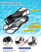 Snorkeling Gear for Adults Men Women,4 in 1 Snorkel Set with Panoramic View Diving Mask Anti-Fog Anti-Leak,Dry Top Snorkel,Fins and Travel Bag for Swimming,Snorkeling and Travel Diving