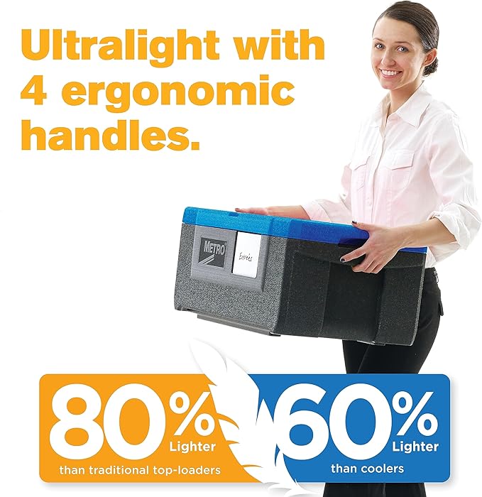 METRO Mightylite ML180-BU Top-Load Insulated Food Carrier - Professional-Grade Multipurpose Pan Carrier, Insulated Cooler and Catering Food Warmer - 30 qt or 3 Pan Capacity - Blue