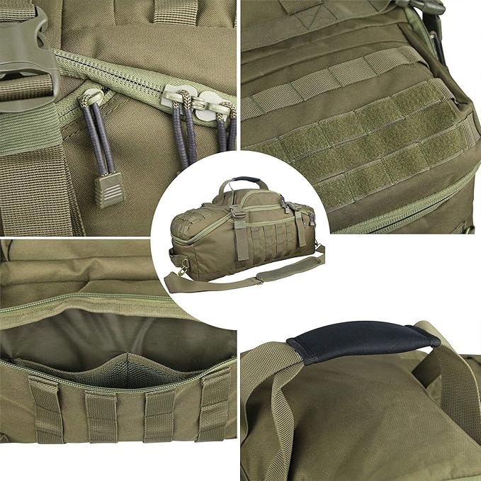 Miramrax Travel Duffle Bag Backpack for Men - Large Tactical Bags Weekender Gym Bag for Overnight Traveling Military Workout Deployment Sports (Green, 45L)