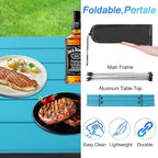 Grope Portable Camping Table Ultralight Aluminum Camp Table with Storage Bag,Beach Table for Sand with Carrying Bag,Prefect for Outdoor,Picnic,BBQ,Cooking,Festival (Blue with Storage Bag-M)
