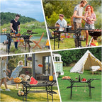 CDEN Camping Table, Campact Table, Folding Portable Tables, Tailgate Tables, with Side Table, 4 Side Shelves, mesh net, for Camping, Picnic, BBQ
