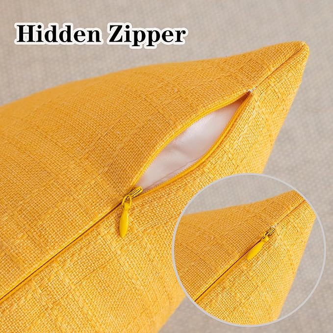 Kevin Textile Pack of 2 Outdoor Waterproof Pillow Covers - Decorative Farmhouse Throw for Patio, Tent, Bed, Sofa, Living Room - 18x18 Inch Sunflower Yellow
