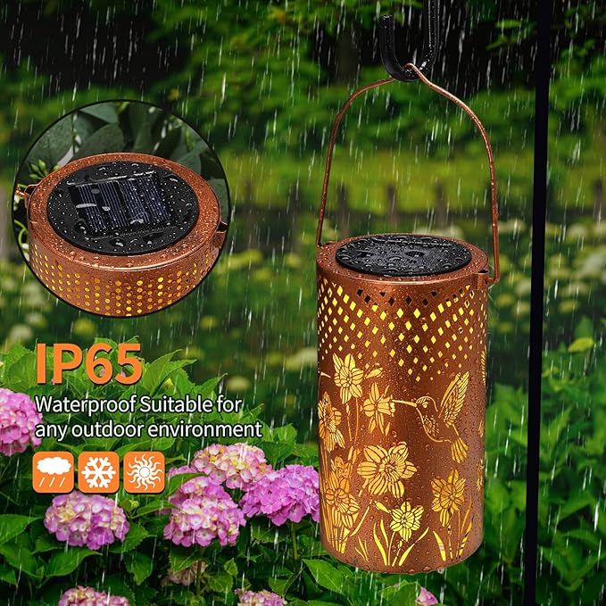 2Pack Hummingbird Solar Light, Birthday Gift for Women, Men, Mother's Day, Thanksgiving, Christmas, New Year Gift. Outdoor Waterproof Lights Hanging Patio Garden Decoration, Outdoor Backyard