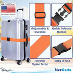 Luggage Straps for Suitcases - TSA Approved - Orange, 4 PK - Premium Nylon Belts for Suitcase, Briefcase & Travel Bag - Adjustable Strap Length 46" - 78"