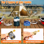 Portable 2 Burner Camping Stove Set with Cookware, 20,000 BTU/h, Outdoor Cooking Kit Includes Outdoor Folding Gas Stove, Frying Pan, Griddle, Kettle, Pot, and Carry Bag, For Propane & Butane