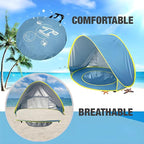 PandaEar Baby Beach Tent with Pool, Pop Up Sun Shelter for Infant Toddlers, Portable UV Protection Shade with Carry Bag for Outdoor Travel, Camping