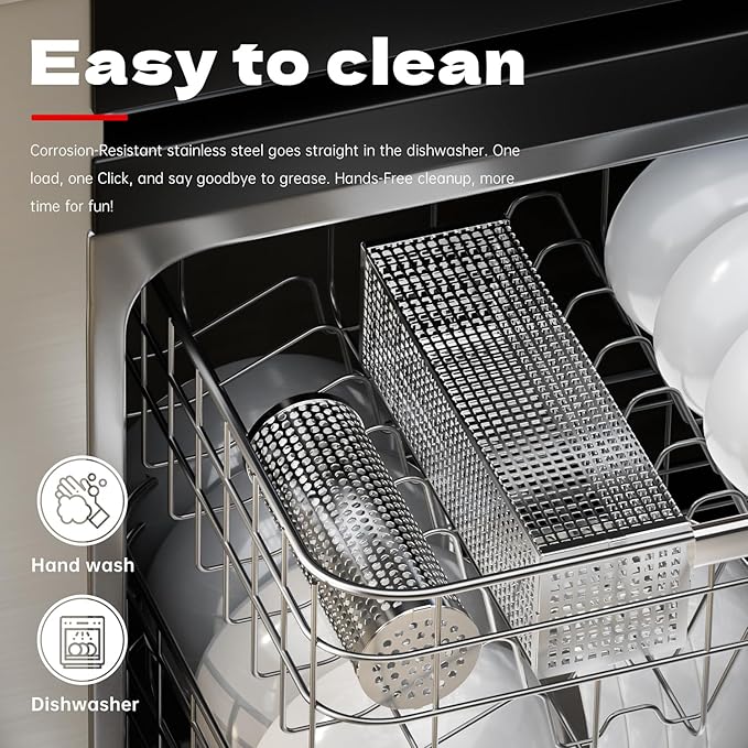 BBQ Net Tube - 2 Pack Rolling BBQ Basket, Quadratisches Verdicktes Design, Rolling BBQ Basket für Outdoor BBQ, rundes Edelstahl BBQ Netz, Camping Grill für Gemüse, Chips und Fisch