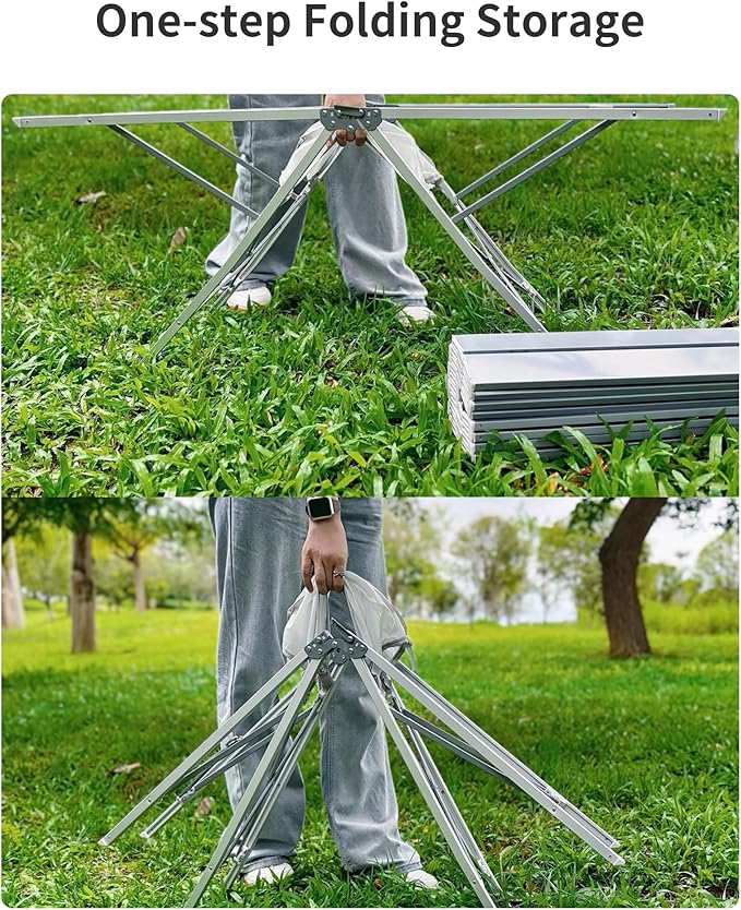 ONEFOREST One-Step Fold Up Camping Table, Portable Folding Camp Table, Lightweight Carry Table for Outdoor Hiking Picnics BBQ Cooking