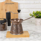 Alisveristime Authentic Turkish Coffee Pot, Handmade Cezve/Ibrik, 4-Inch Width, 4-Inch Height - 20.28 Ounce Enhance Your Coffee Experience Now! (6 Cup) (Antique Brown)