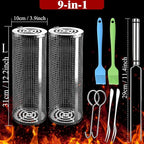 Rolling Grilling Baskets for Outdoor Grill Bbq Net Tube Stainless Steel Large Round Mesh Barbecue Accessories Wire Cylinder Cage Picnic Cooking Camping Basket for Veggies Vegetable Fish Meat