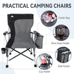 Ablazer 2-Pack Camping Chairs for Adults, Support 350LBS Lawn Chairs with Cup Holder & Cooler Bag, Folding Chairs for Outdoor, Fishing, RV Trip