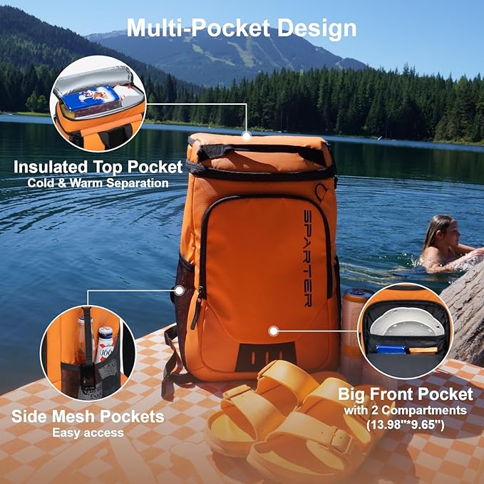 Backpack Cooler Insulated Leak Proof 33/49 Cans, 2 Insulated Compartments Thermal Bag, Portable Lightweight Beach Travel Camping Lunch Backpack for Men and Women