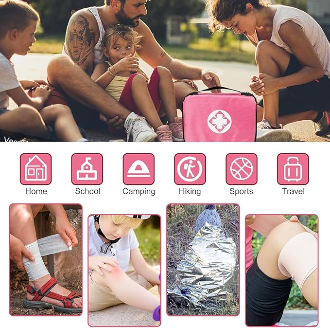 305Pcs Car First Aid Kit Refill Supplies for Business Home First Aid Emergency Kits for Office Business Compact Lovely Bag for Outdoor Activities Skating Boating