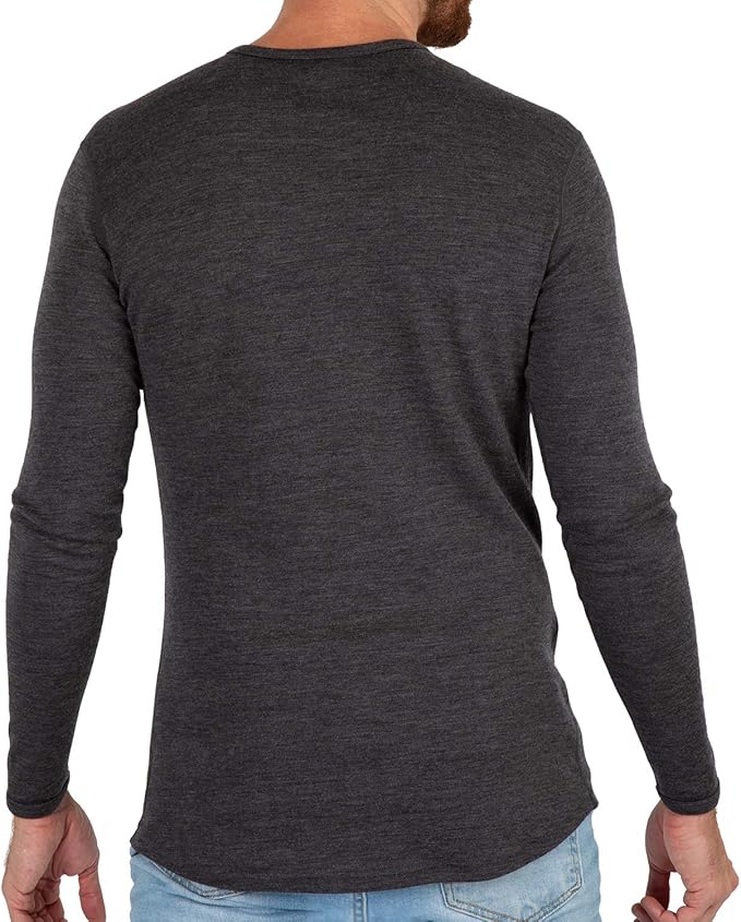 MERIWOOL Mens Base Layer - 100% Merino Wool Midweight Long Sleeve Thermal Shirt
