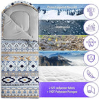 Sleeping Bags for Adults and Kids，3D Printing Camping Sleeping Bag for Girls Boys Lightweight Waterproof Cold/Warm 3-Season，Outdoor Travel with Compression Bags