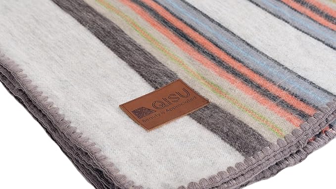 QISU Alpaca Wool Blanket Throw | Large, Beautiful, Warm, Variegated | 85 x 65 inches | Ultra-Soft, Hypoallergenic and Breathable | Non-Itchy or Scratchy Fabric (Relaxing Tans)