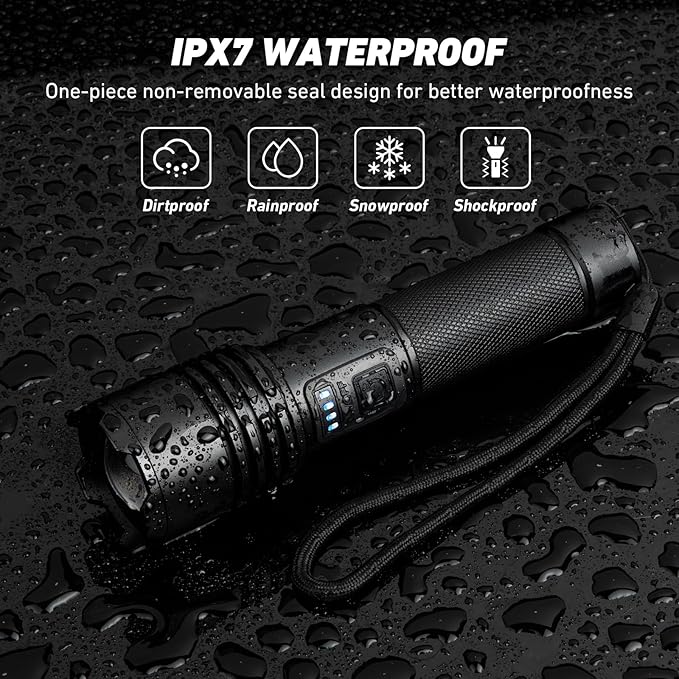 LED Flashlights High Lumens Rechargeable, 90000 Lumens Super Bright Flash Light Brightest Flashlight, 3 Modes IPX7 Waterproof, High Powered Tactical Flashlights for Camping Emergencies (2 Pack)