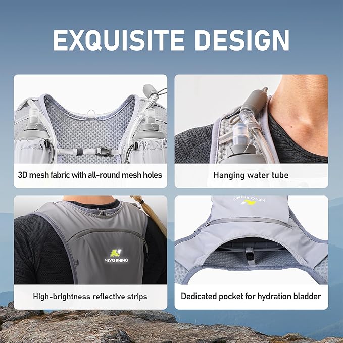 Running Vest with Water Bladder 1.5 Liter, Small Hydration Water Vest, Lightweight Hydration Pack Multi-Pocket 11x - for Hiking Race Trail Marathon for Women Men