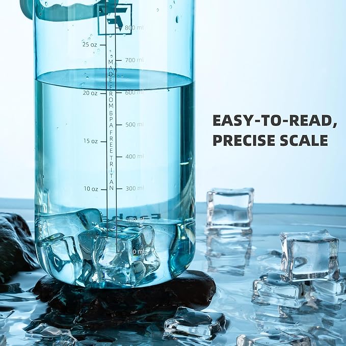 Fanhaw 32 oz Clear Water Bottle with Fast-Flow Spout Lid, BPA-Free Tritan, Wide Mouth, Leakproof, Reusable Bottle for Gym, School, Office, Travel (Baby Blue)