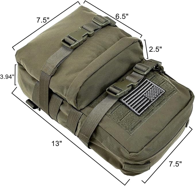 Tactical Mini Molle Hydration Pack,Molle Hydration Carrier with US Flag Water Resistant,Hydropack for Tactical Vest Backpack