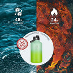 BUZIO 64oz Insulated Water Bottle, Triple Wall Stainless Steel (Cold for 48 Hrs) Leakproof Half gallon Jug/Flask with Straw Lid and Carry Bag for Sports Hiking, Camping, Gradient Green