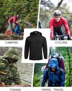 COOFANDY Men's Packable Rain Jacket Lightweight Waterproof Raincoat with Hood Travel Hiking Golf Windbreaker