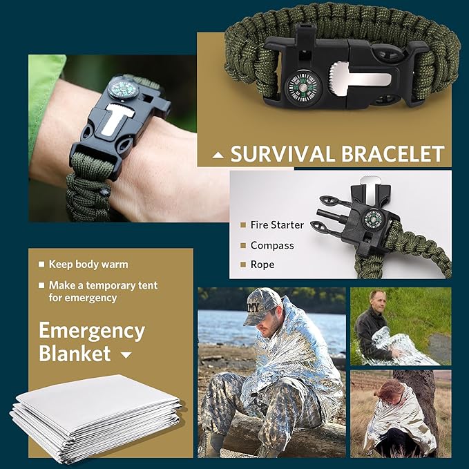 Survival Kits, Gifts for Christmas Men Dad Husband Him, 13 in 1 Survival Gear and Equipment Tactical Tools for Camping Hiking Hunting Outdoor Adventure, Cool Birthday Idea
