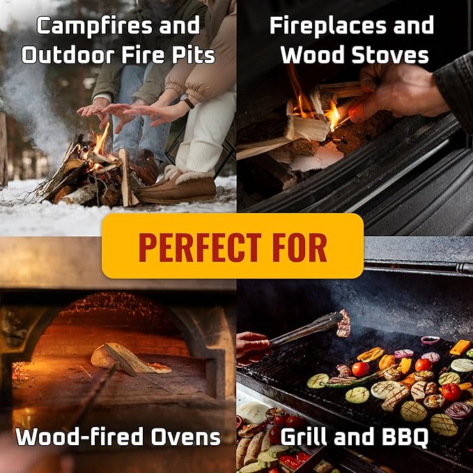 Fire Starter • 175 pcs Natural Fire Starters up to 12 Min Burn Time Firestarters for Indoor Fireplace, Campfires & Camping, Wood Stove, Grill