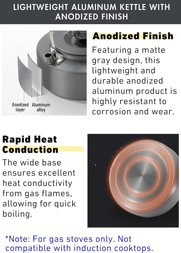 CAMPINGMOON Camping Kettle 1L Portable Ultra-Light Coffee Tea Pot S1000