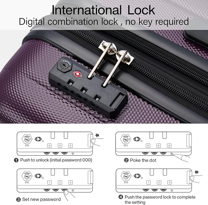 Hanke Expandable Hardshell Luggage Sets 3 piece Carry On Luggage with Wheels Suitcases Lightweight Checked Tsa Luggage Rolling Large Suitcase Travel Luggage Bag Woman Men 20/24/29 Inch(Purple)