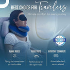 BCOZZY Travel Neck Pillow for Airplane– Patented Double Support for Head, Neck, and Chin. Best for Long Flights, Plane Sleeping, and Car Rides. Adjustable Size. Washable. Carry Bag. Large, Purple
