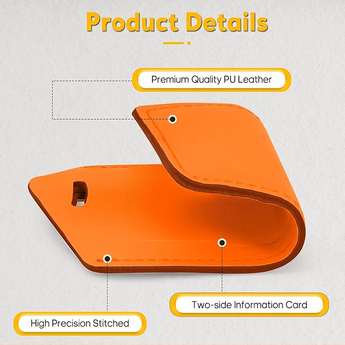 Travelambo 26 Pack Luggage Tags for Suitcases Privacy Protection Bag Tags Faux Leather Travel Accessories Essential, Hot Orange