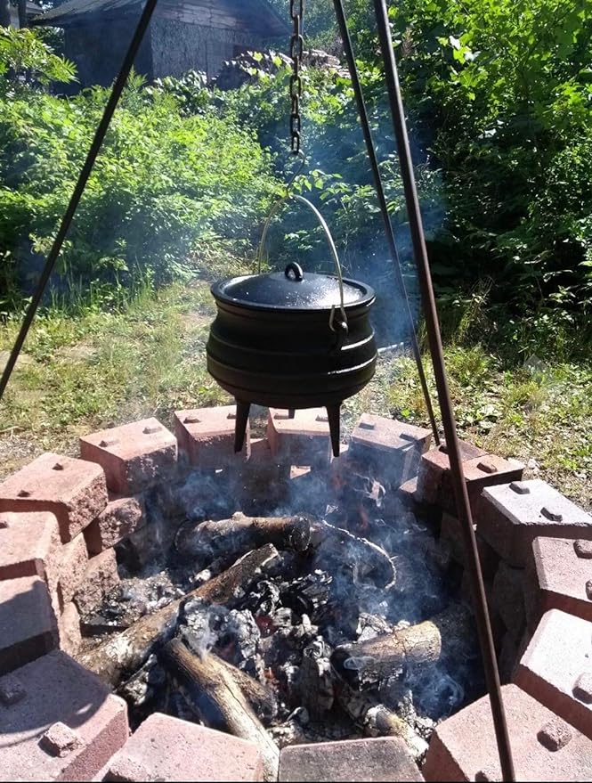 Cuisiland 10QT Cast Iron Potjie Cauldron Pot with Lid & 3 Legs – Pre-Seasoned South African-Style Campfire Pot for Outdoor Cooking, Soups, Stews & Braising – Heavy-Duty Cast Iron Dutch Oven