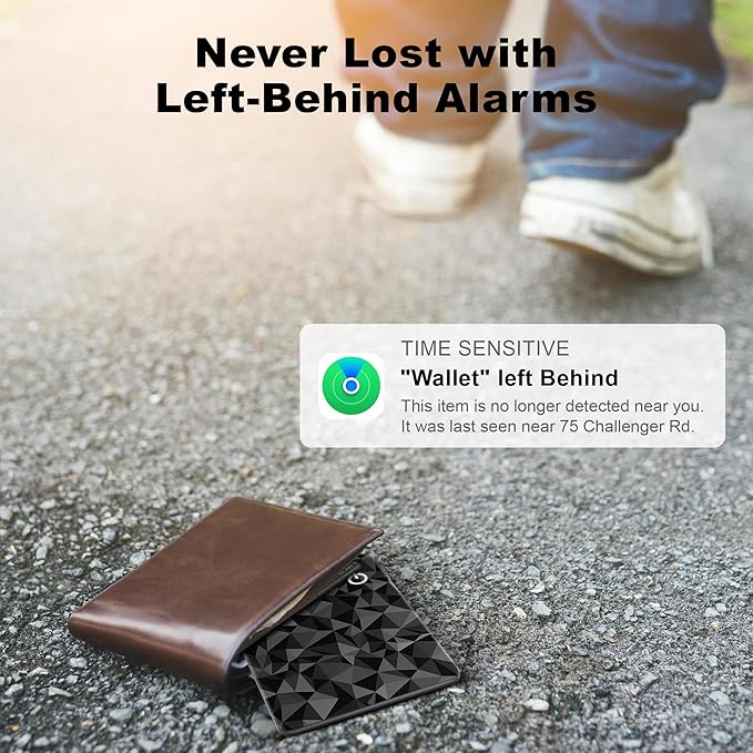 Wallet Tracker Card (iOS Only), Rechargeable Bluetooth Smart Tracking for Apple Find My Compatible Anti Tracker for Men Women Slim Item Locator for Purse Passport Key Luggage Tag (1Pcs/Black C)