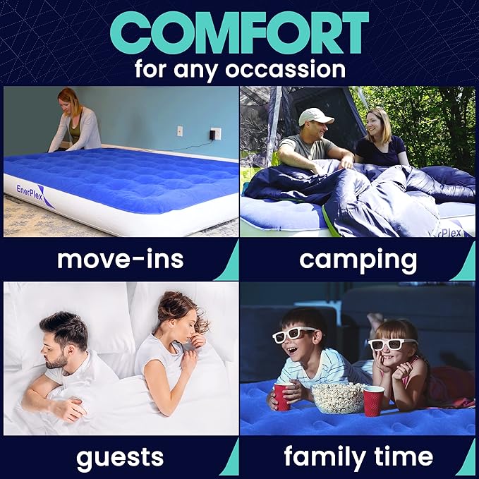 EnerPlex Camping Air Mattress with Built in Pump - Twin Blow Up Mattress for Travel & Guests - Portable Bed for Adults and Kids - Grey