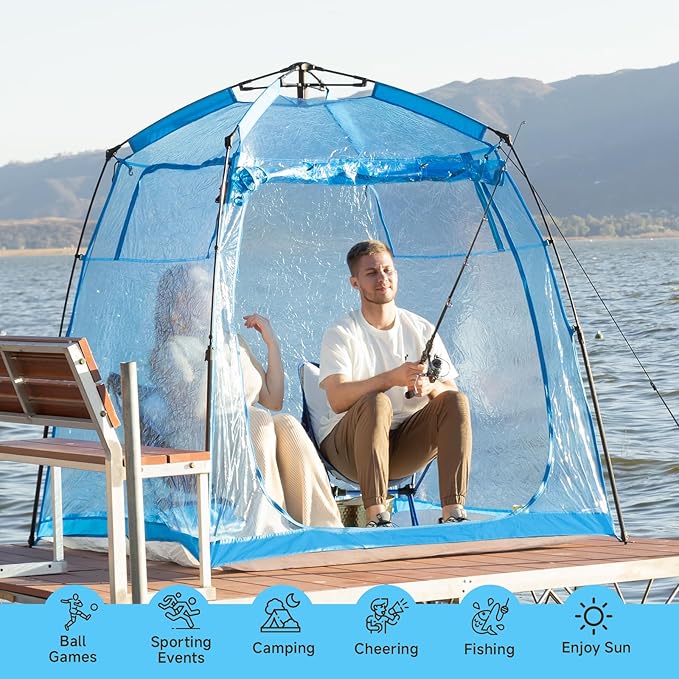 All Weather Proof Pod Sports Pod,540°View Weather Tent,1-4 Person Instant Tent with Sealed Floor,Outdoor Screen House with Carrying Bag,Screen Room for Sport Event,Camping,Fishing