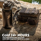 32 Oz Insulated Water Bottle - Stainless Steel Tactical Flask With Straw Lid & Chug Cap, Metal Military Water Bottle With Rugged, Removable Sleeve Can Place Items for Hiking Camping Hunting
