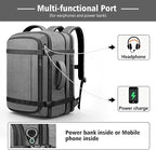 Comfort Travel Backpack,Expandable Carry on Backpack 1-5 Days with LifetimeWarranty,Fits 17.3" Laptop Notebook,Water Resistant Weekender Backpack Flight Approved for Men Hiking,College Travel,Grey