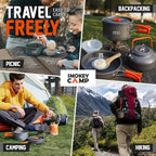 Camping Cookware Mess Kit Set with Stove - Backpacking Camping Pots and Pans Set, All in One Non-Stick Camping Cooking Set, Portable Stove, Hiking, Picnic, Outdoor & Camping Cookware Set