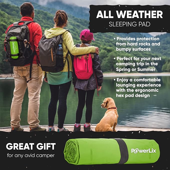 POWERLIX Ultralight Inflatable Camping Sleeping Pad - Camping Mattress Sleeping Mat for Backpacking, Hiking, Compact Lightweight Sleeping Pad for Camping, Inflation Bag/Repair Kit Included