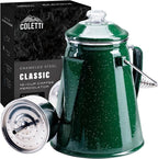 COLETTI Classic Percolator Coffee Pot — Camping Coffee Percolator, Campfire Coffee Pot – Camping Percolator for Groups — Brew for the Whole Campsite (Green, 12 Cup)